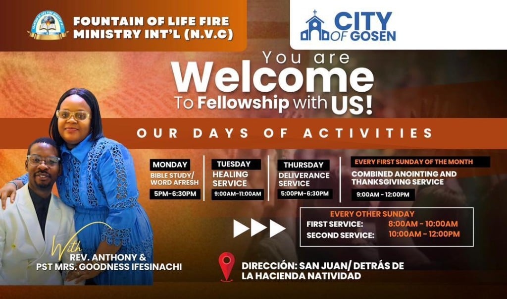 Cartel de bienvenida — Fuente de Vida y City of Gosen, Malabo